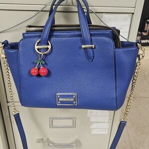 Kate Landry Royal Blue Satchel with Gold Chain